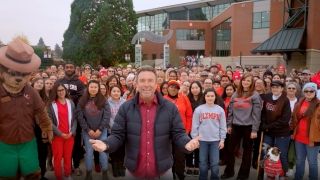 Large group outside at Olympic College.