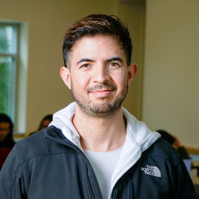 Male nursing student in classroom
