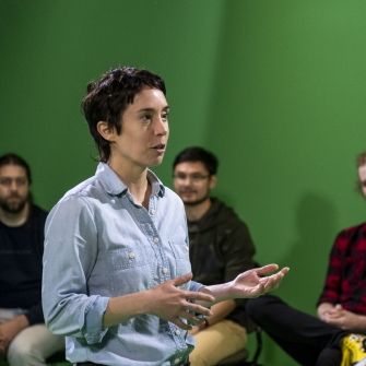 Filmmaking professor teaching students