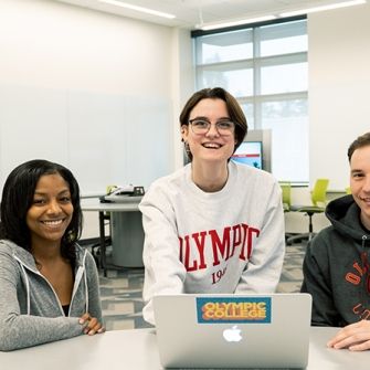Student in classroom at laptop