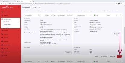 Screenshot of red enrollment button.