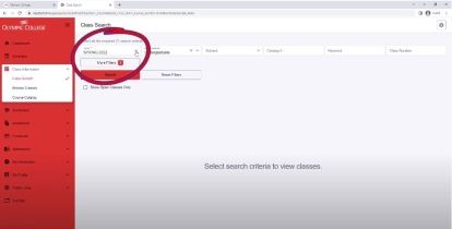 Screenshot of Class Information and Class Search links.