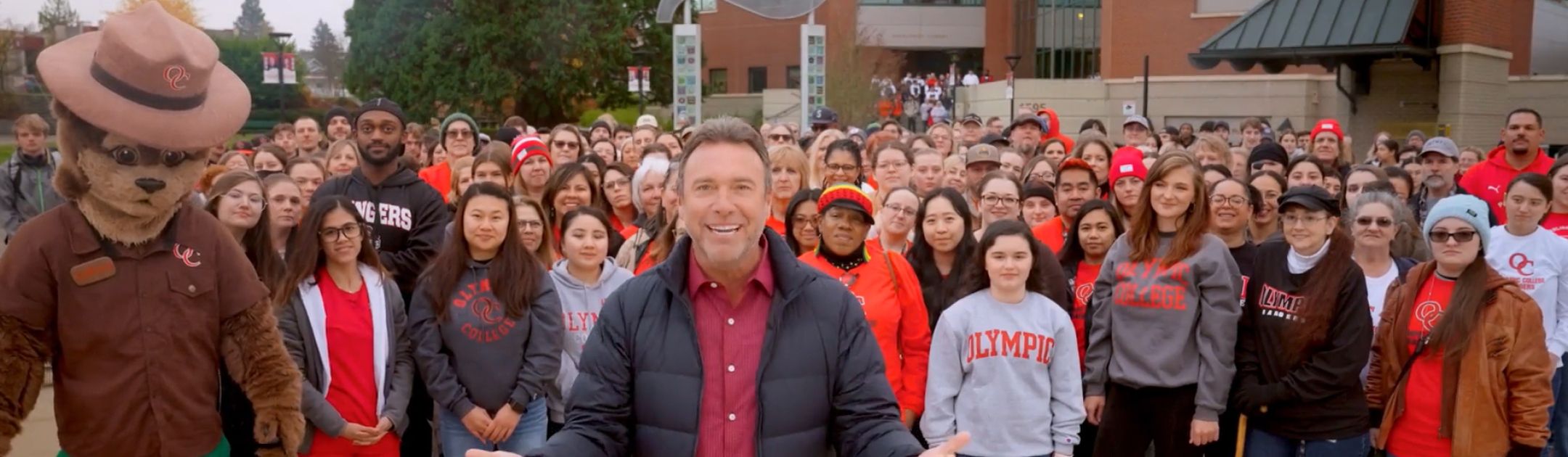 Large group outside at Olympic College.