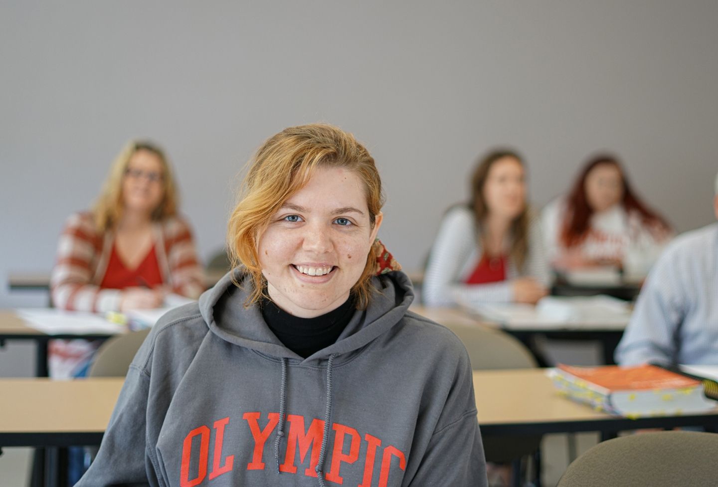 Female student in classroom.