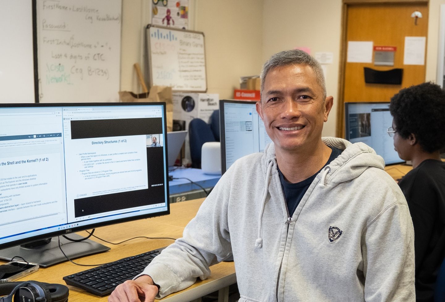 Male student at computer.